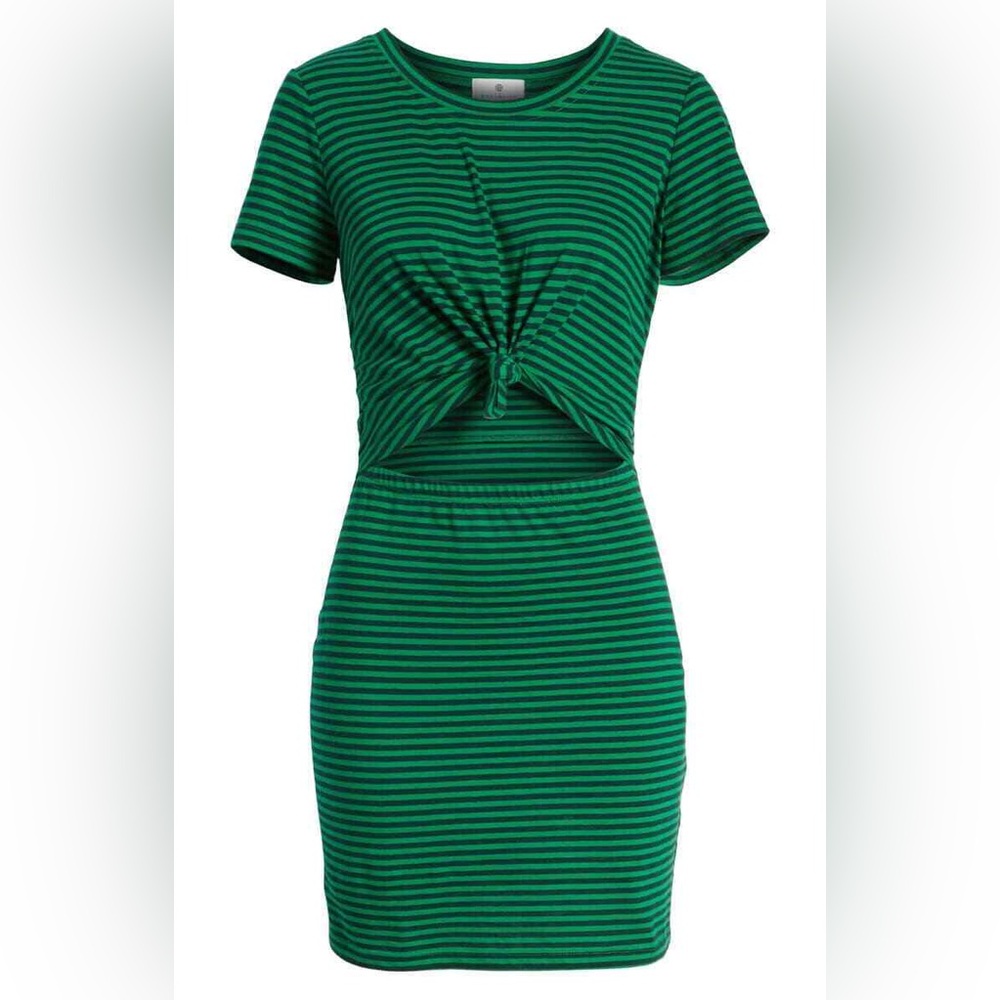 Socialite Striped Crew-Neck Short-Sleeve Casual Dress - Size M